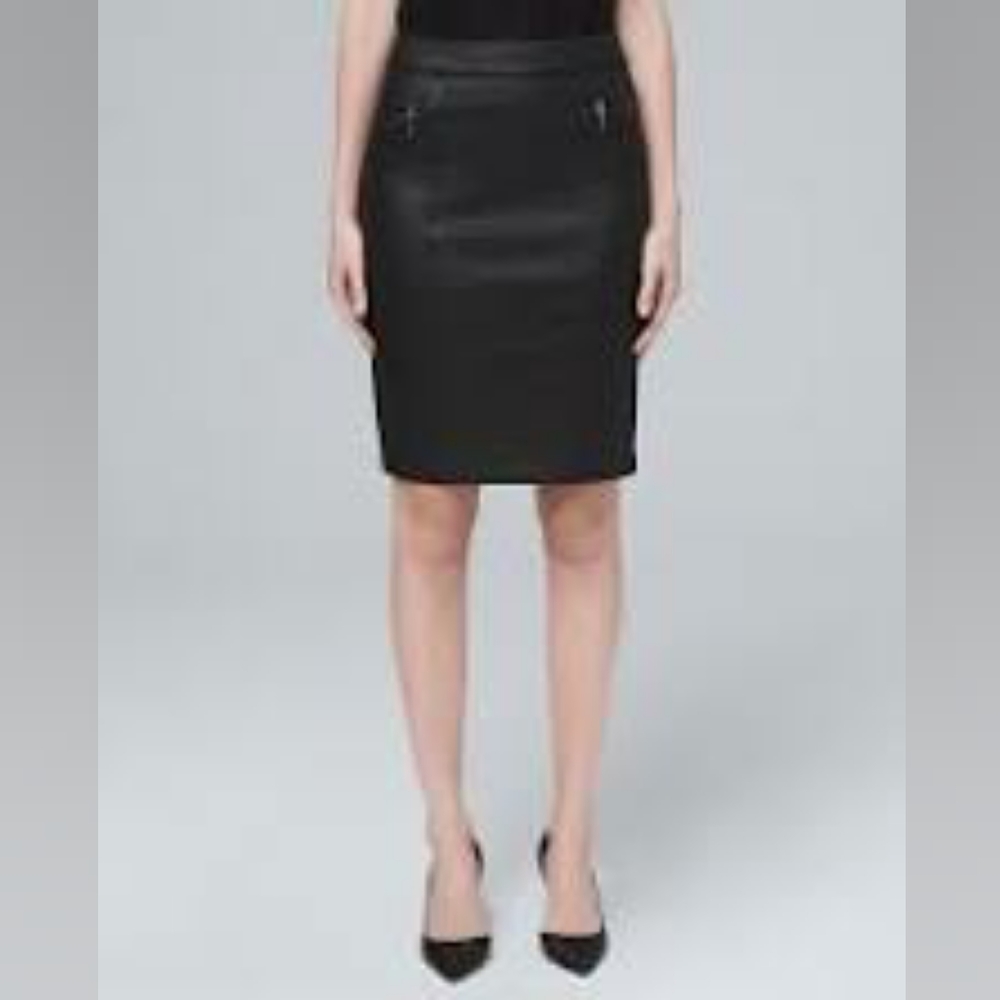 NWOT WHBM denim coated pencil skirt 0